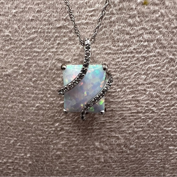 Opal and Sterling Silver Pendant Necklace